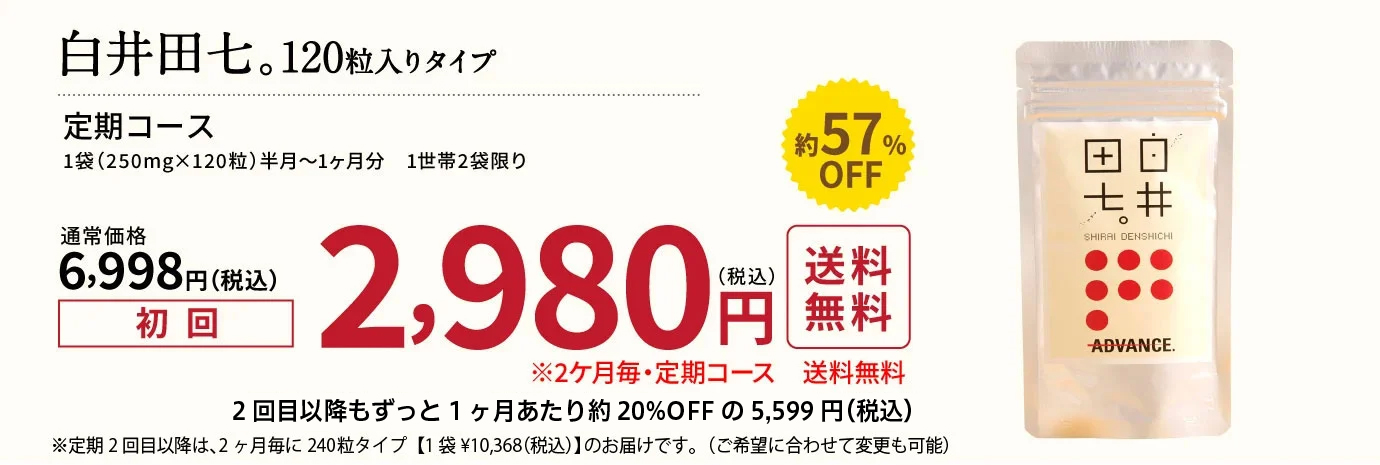 白井田七 120粒×2袋