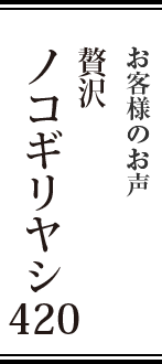 お客さまのお声 贅沢ノコギリヤシ420