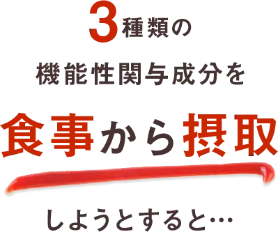 3種類の機能性関与成分を食事から摂取しようとすると…
