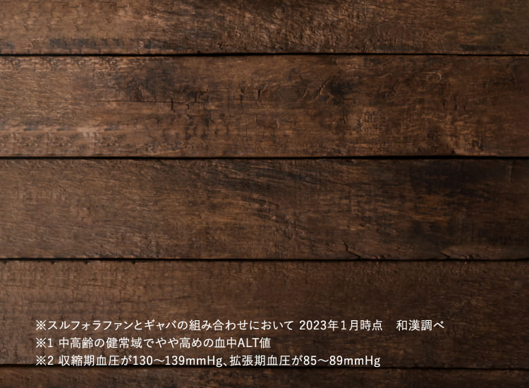 ※スルフォラファンとギャバの組み合わせにおいて 2023年１月時点 和漢調べ