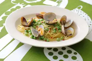 グリーンピースとあさりのパスタの写真0