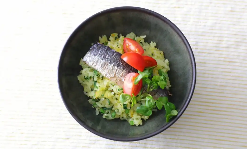 鰯とクレソンのピラフ　サフラン風味の写真5