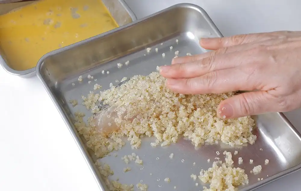 スズキのキヌア揚げ　緑茶出し<br>（健脾利水）の写真3