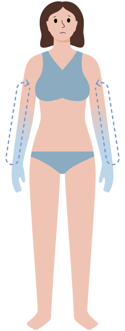 血流量が下がっている女性