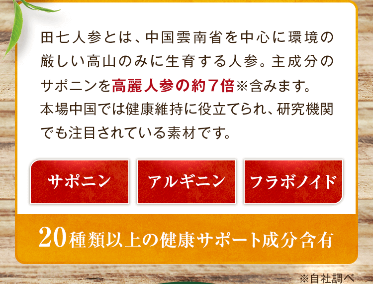 田七人参とは、中国雲南省を中心に環境の厳しい高山のみに生育する人参。