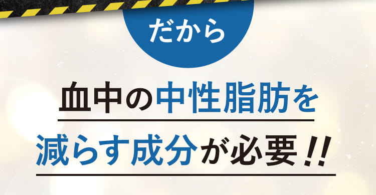 だから血中の中性脂肪を減らす成分が必要！！